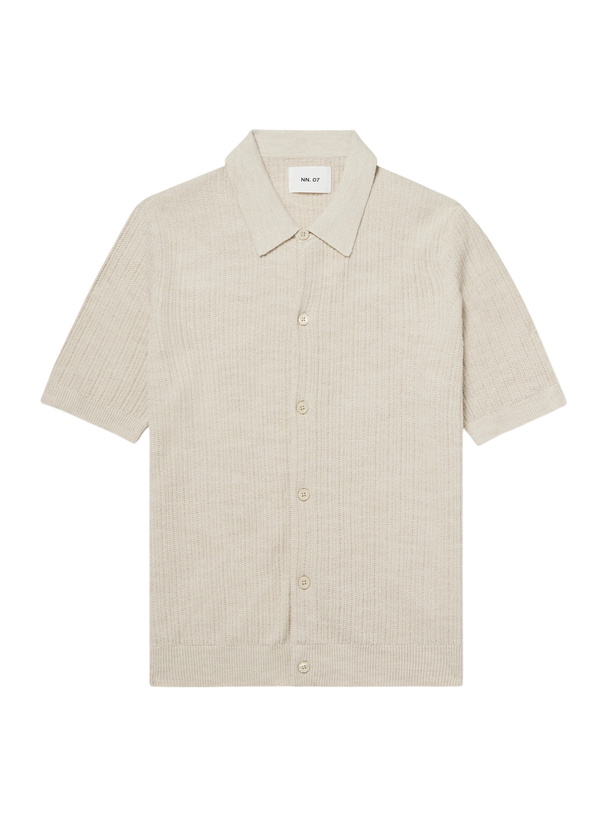 Photo: NN07 - Nolan 6695 Textured-Knit Organic Cotton Shirt - Neutrals