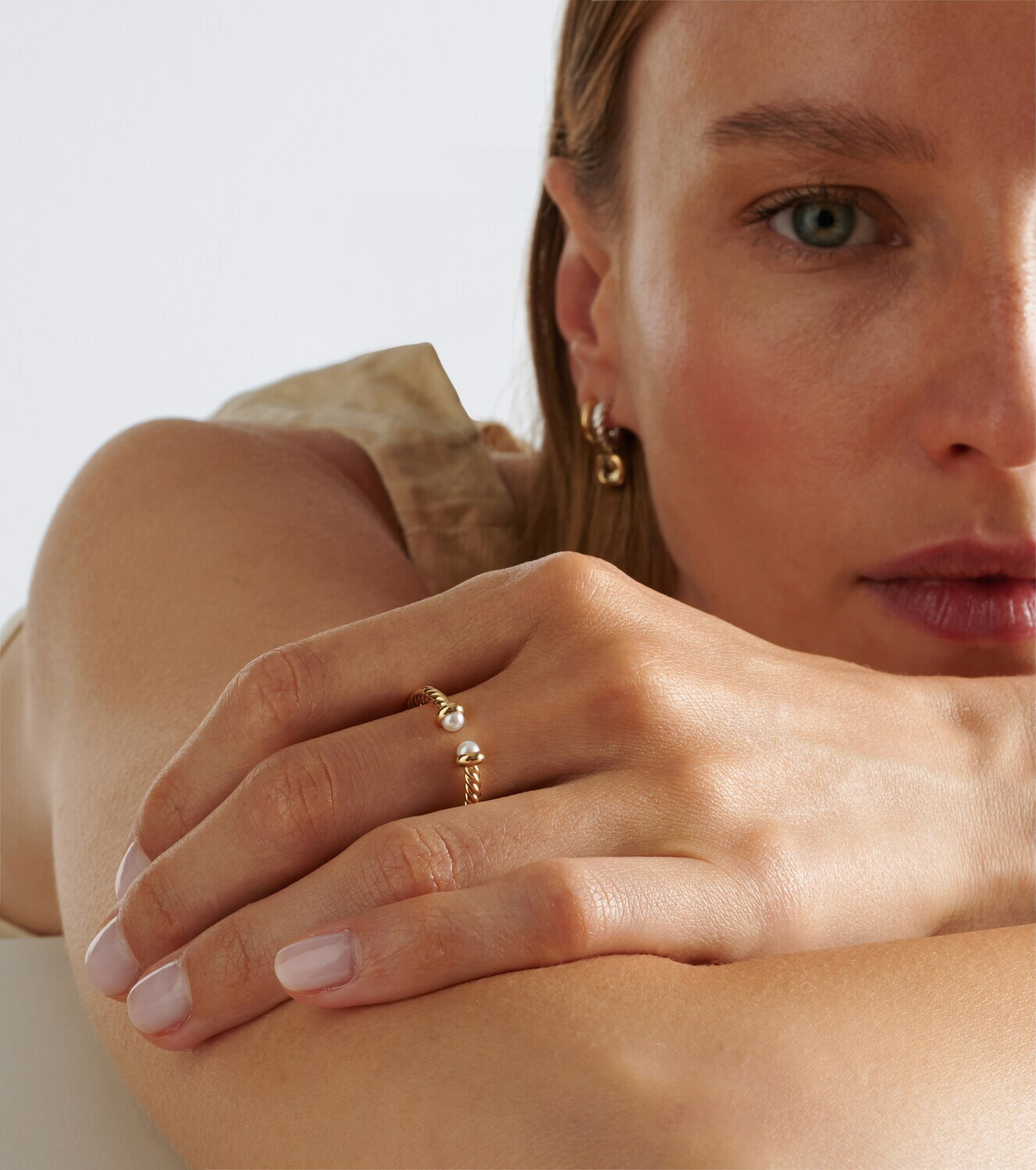 David Yurman Cablespira® Flex Micro 18kt gold ring with pearls
