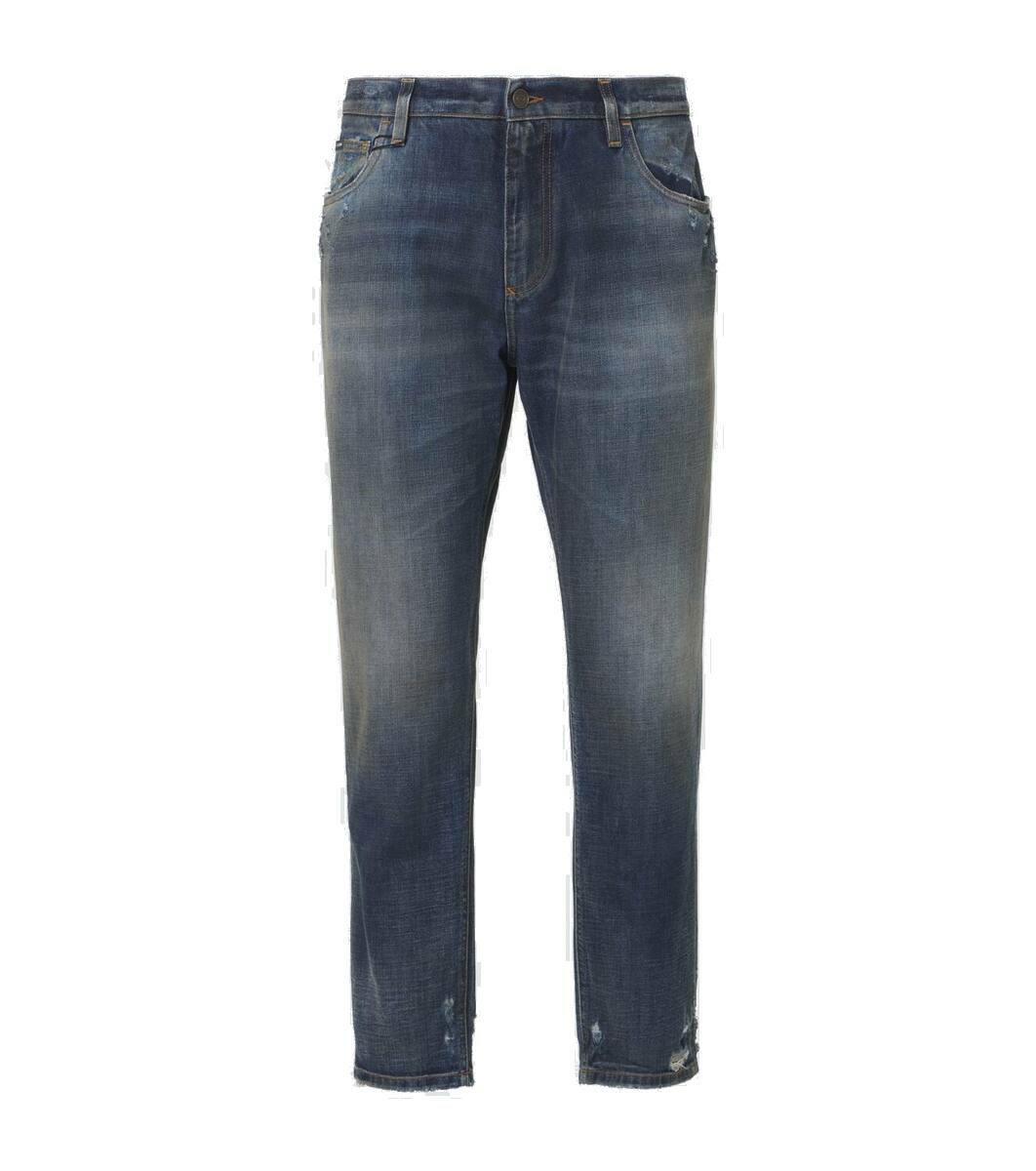 Dolce & Gabbana Distressed Embellished Buttons Denim Pants Jeans