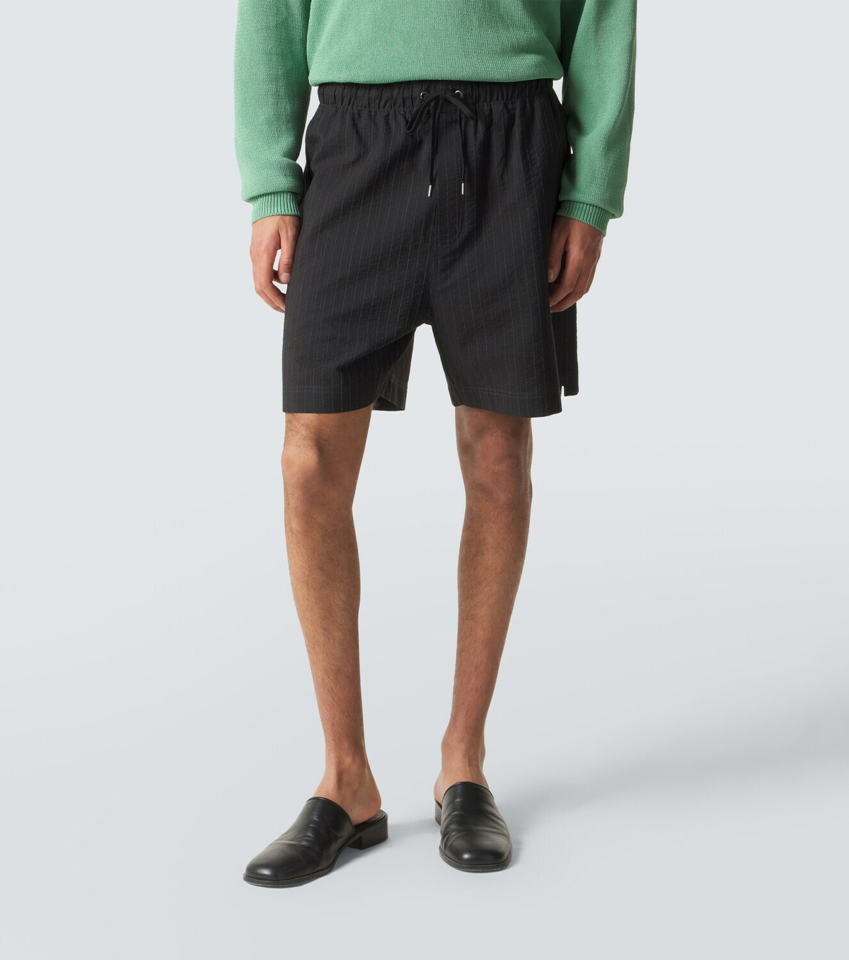 Studio Nicholson Starboard striped cotton and wool shorts