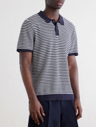 Onia - Striped Textured-Cotton Polo Shirt - Blue