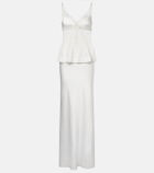 Self-Portrait Lace-trimmed georgette and satin gown