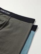TOM FORD - Two Pack Logo-Jacquard Waistband Cotton-Stretch Jersey Boxer Briefs - Multi