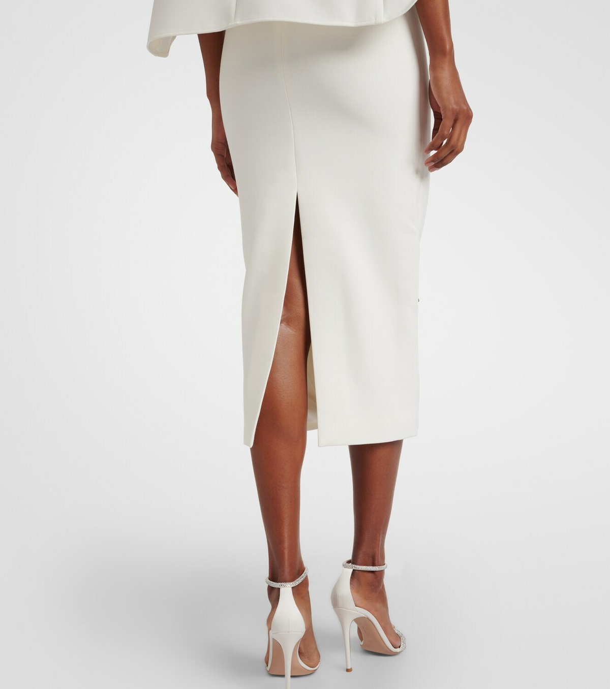 Roland Mouret Caped crystal-embellished crêpe midi dress