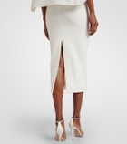 Roland Mouret Caped crystal-embellished crêpe midi dress