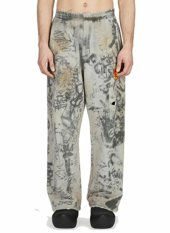 Photo: Balenciaga - Scribbled Track Pants in Grey
