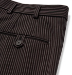 Bottega Veneta - Slim-Fit Pleated Striped Cotton and Wool-Blend Trousers - Men - Navy