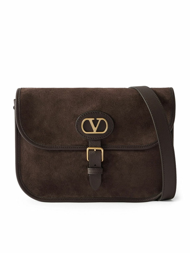 Photo: Valentino Garavani - Antibes Full-Grain Leather-Trimmed Suede Messenger Bag