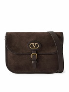 Valentino Garavani - Antibes Full-Grain Leather-Trimmed Suede Messenger Bag
