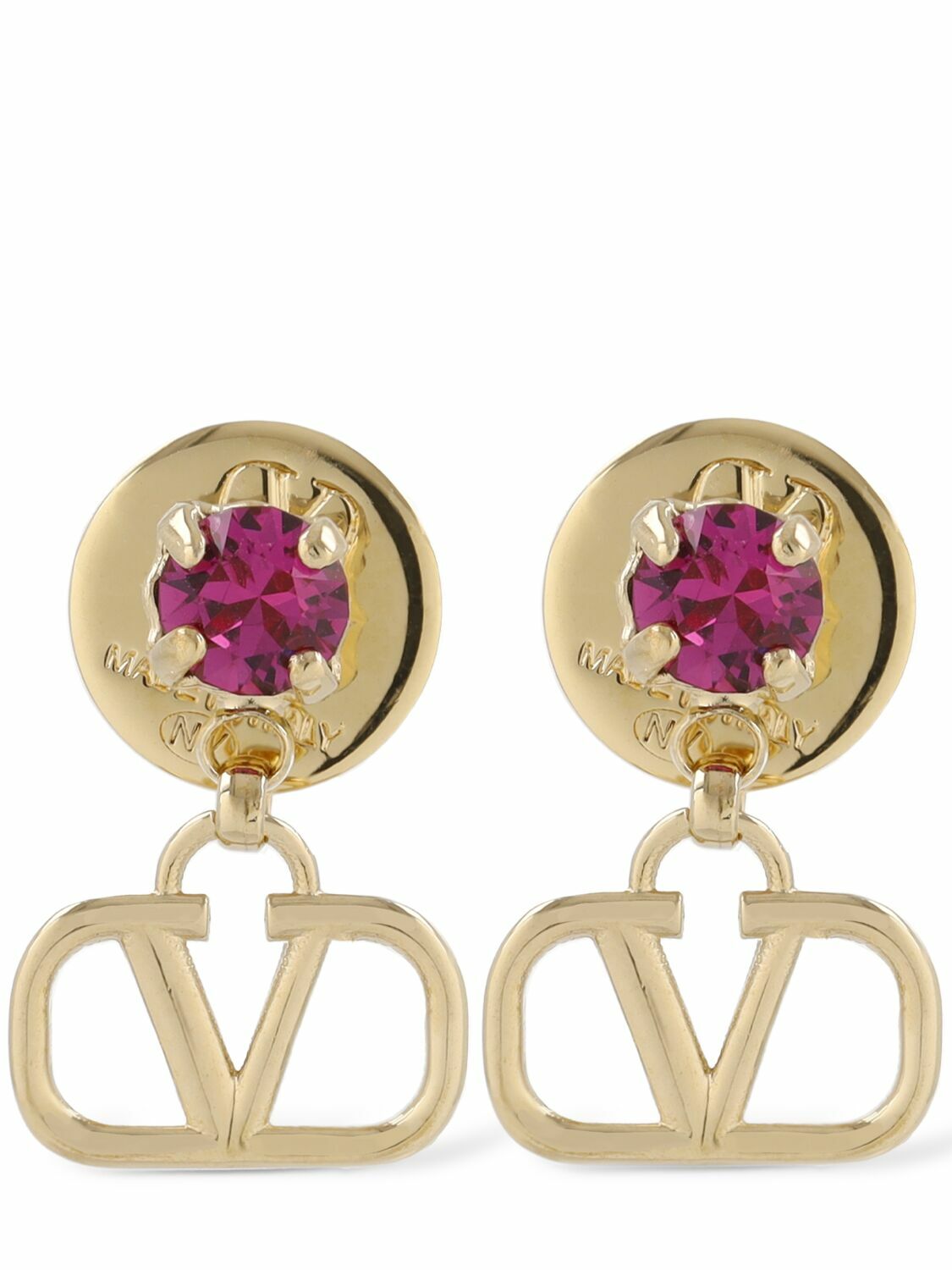 VALENTINO GARAVANI V Logo & Crystal Drop Earrings Valentino