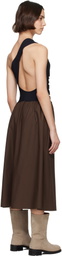 SC103 Black & Brown Balance Midi Dress