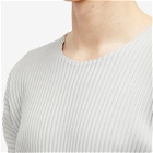 Homme Plissé Issey Miyake Men's Pleated T-Shirt in Light Grey