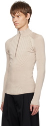 Mugler Gray Hook-And-Eye Ribbed Top