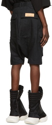 Rick Owens Drkshdw Black Pleated Cargo Shorts