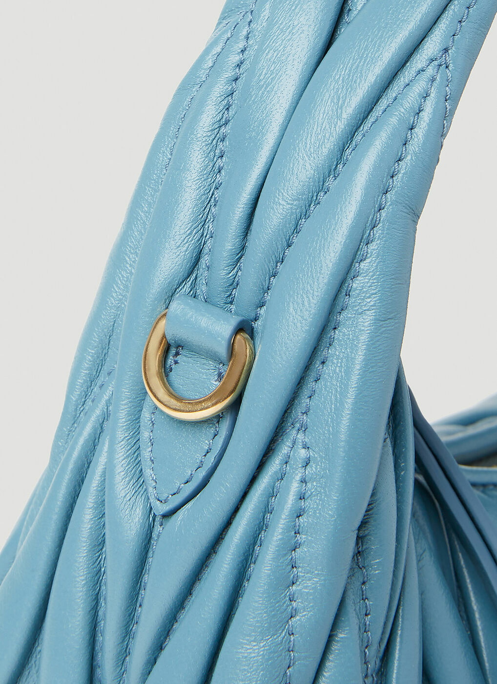 Wander Small Matelasse Shoulder Bag in Blue - Miu Miu