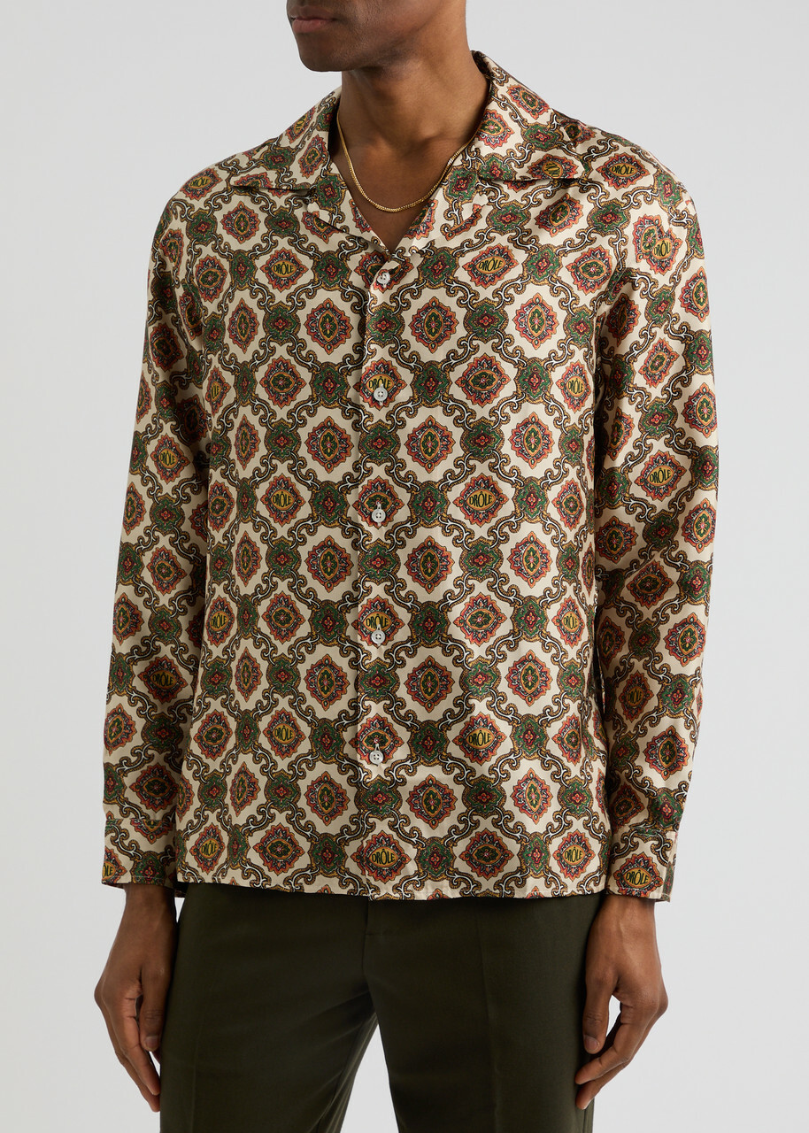 DRÔLE DE Monsieur La Chemise Renzo Printed Silk-satin Shirt