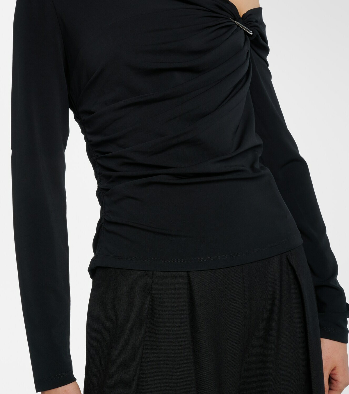 Veronica Beard Lozea asymmetric ruched jersey top