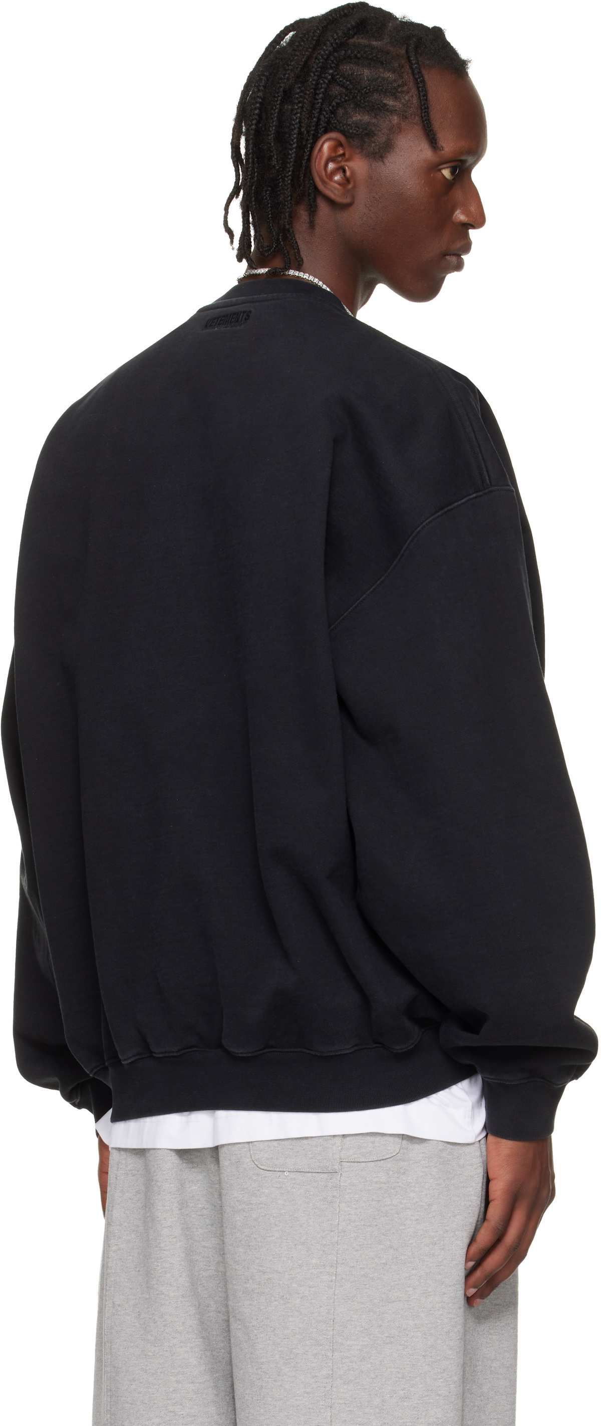 VETEMENTS Black 'Paris' Embroidered Sweatshirt