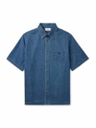 CELINE - Logo-Embroidered Denim Shirt - Blue