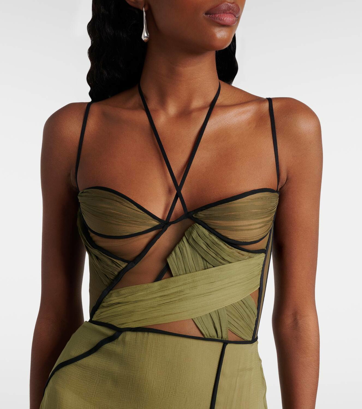 Nensi Dojaka Mae draped silk corset gown
