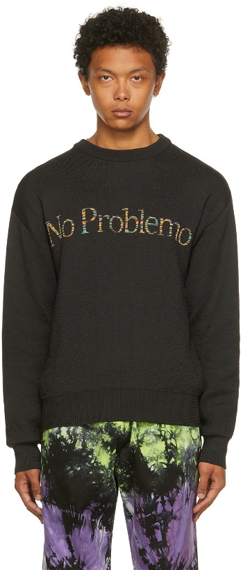 Photo: Aries Black Space Dye 'No Problemo' Sweater
