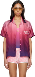 Casablanca Pink Gradient Short Sleeve Silk Shirt