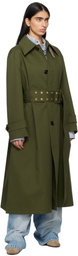 AMI Paris Green Cotton Belted Mac Coat