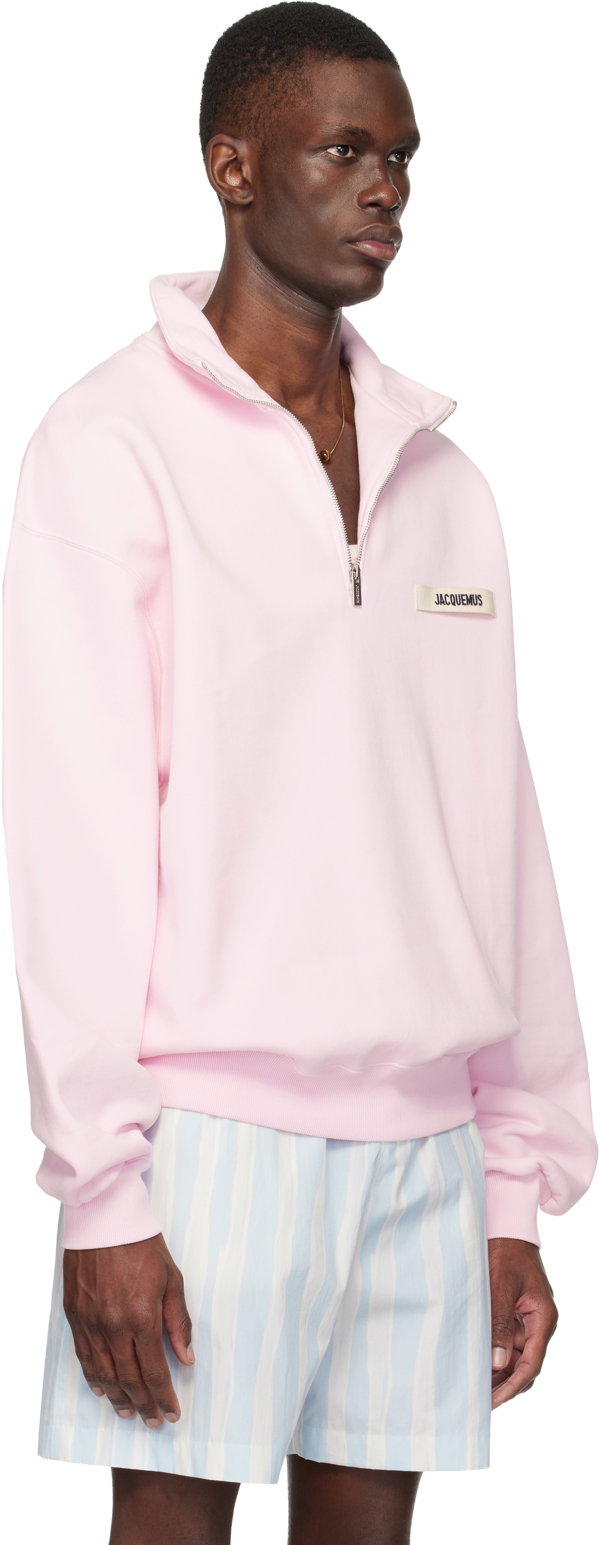 JACQUEMUS Pink 'The Gros Grain zipped-rollneck' Sweatshirt