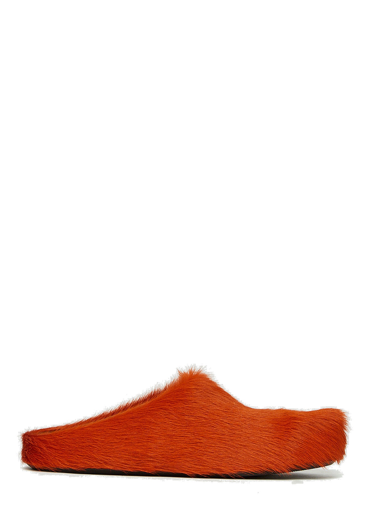 Photo: Calf Hair Fussbett Mules in Orange