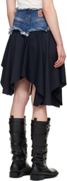 Andersson Bell Navy Combination Fairy Denim Midi Skirt