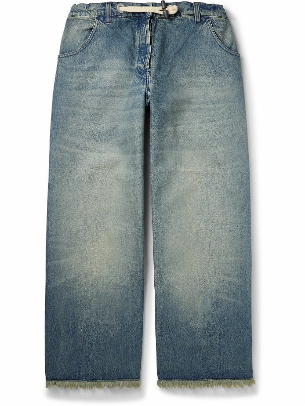 Photo: Moncler Genius - Palm Angels Wide-Leg Frayed Jeans - Blue