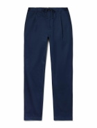 Onia - Slim-Fit Pleated Garment-Dyed Stretch-Cotton Drawstring Trousers - Blue