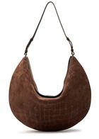 Jacquemus Le Sac Ovalo Crocodile-effect Suede Tote - Dark Brown - One Size