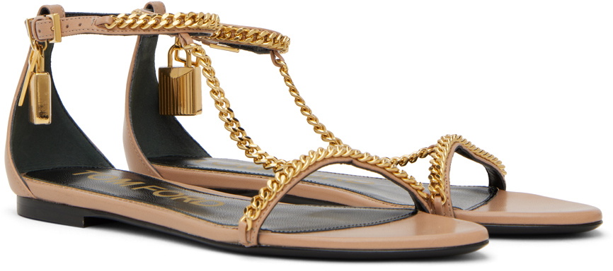 TOM FORD Beige Padlock Chain Flat Sandals TOM FORD