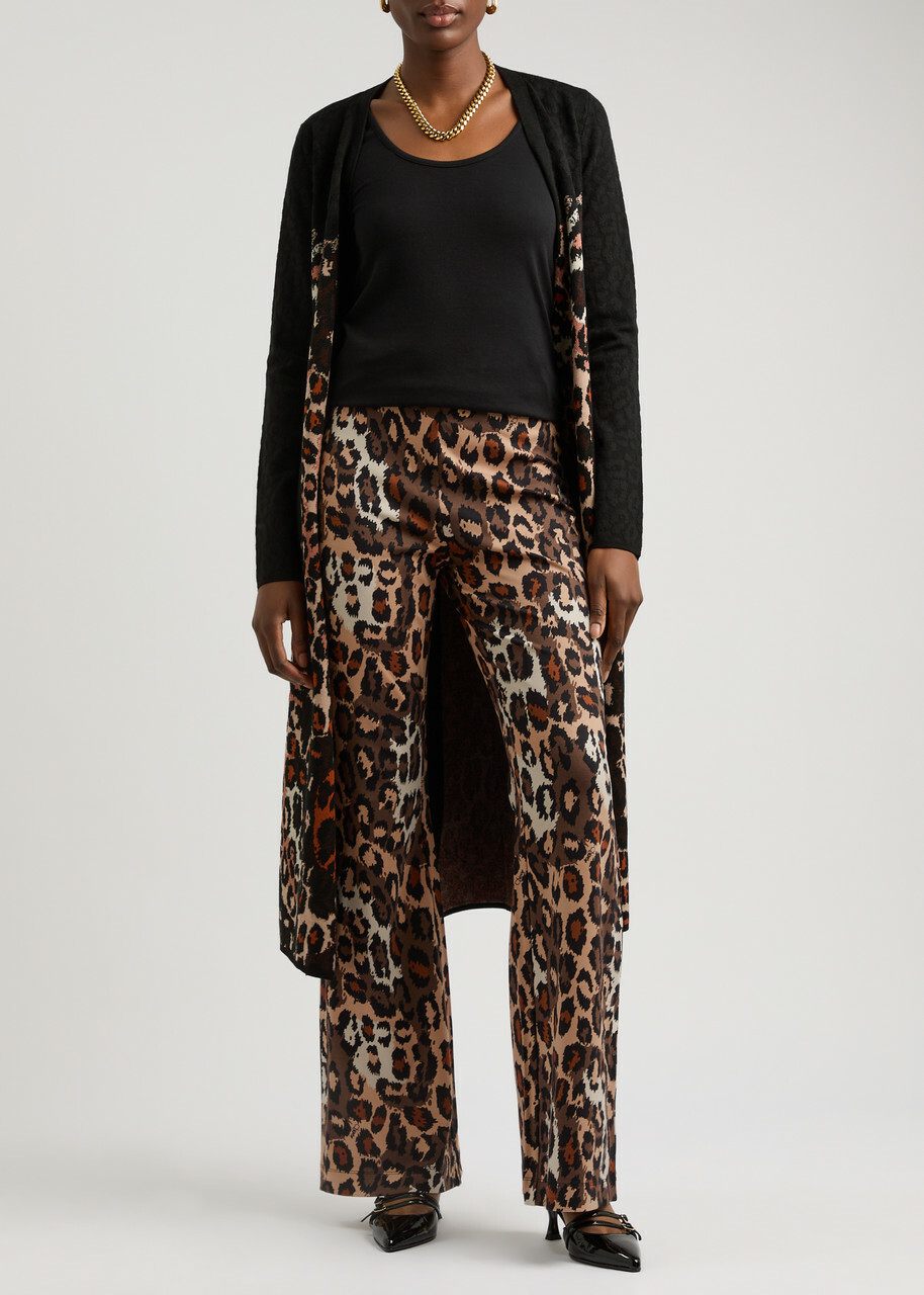 Diane Von Furstenberg Brooklyn Leopard-print Flared Jersey Trousers Multicoloured