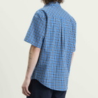 Drôle de Monsieur Men's Short Sleeve Check Shirt in Blue