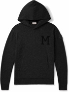 Moncler - Logo-Intarsia Wool and Cashmere-Blend Hoodie - Black