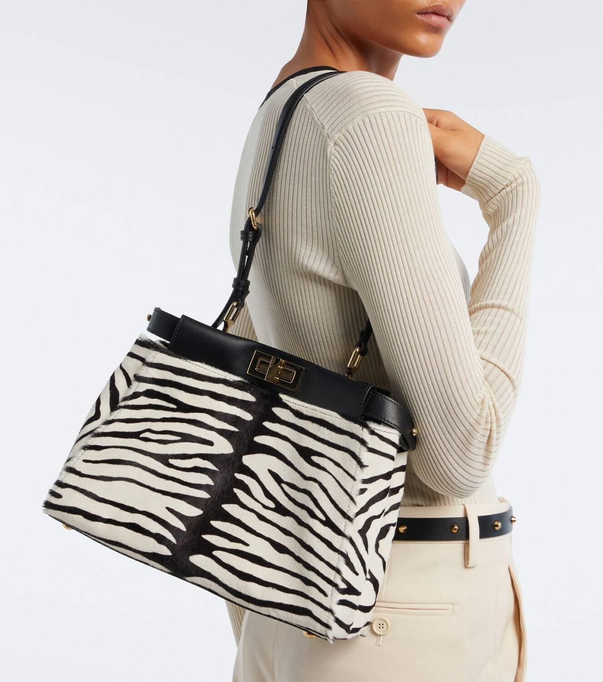 Fendi My Peekaboo® Medium calf hair shoulder bag