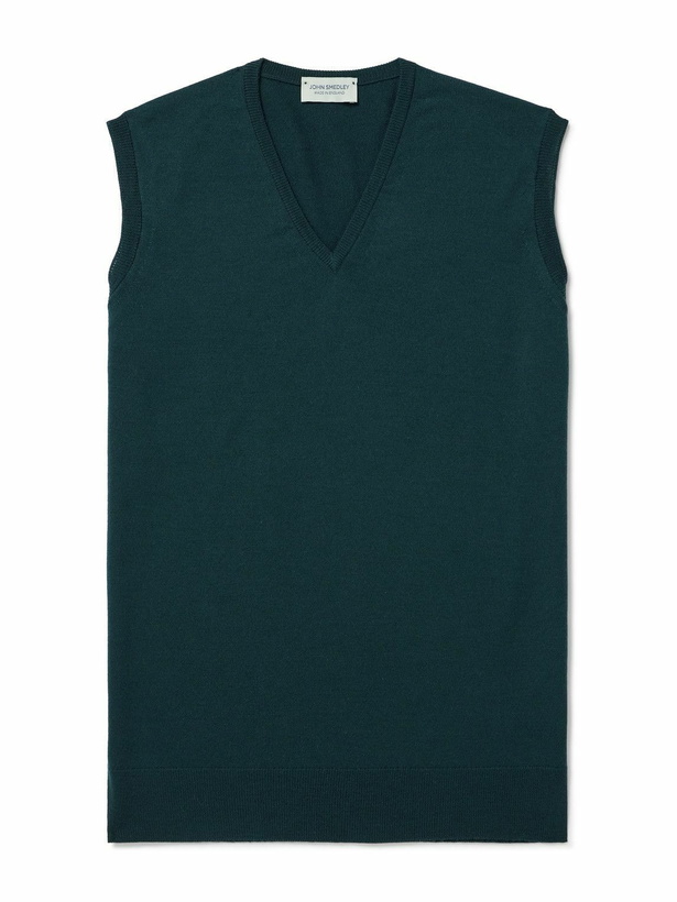 Photo: John Smedley - Hadfield Slim-Fit Merino Wool Sweater Vest - Green