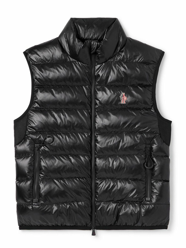 Photo: Moncler Grenoble - Logo-Appliquéd Mesh-Trimmed Quilted Ripstop and Stretch-Jersey Down Gilet - Black