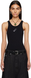 LU'U DAN Black Embroidered Tank Top