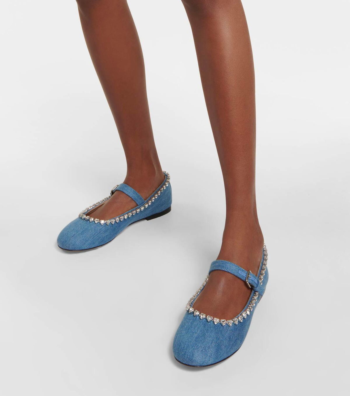 フラットシューズ MACH & MACH Embellished fabric ballerinas MACH & MACH Sparkle Mesh Net Suede Ballerina Flats | Neiman