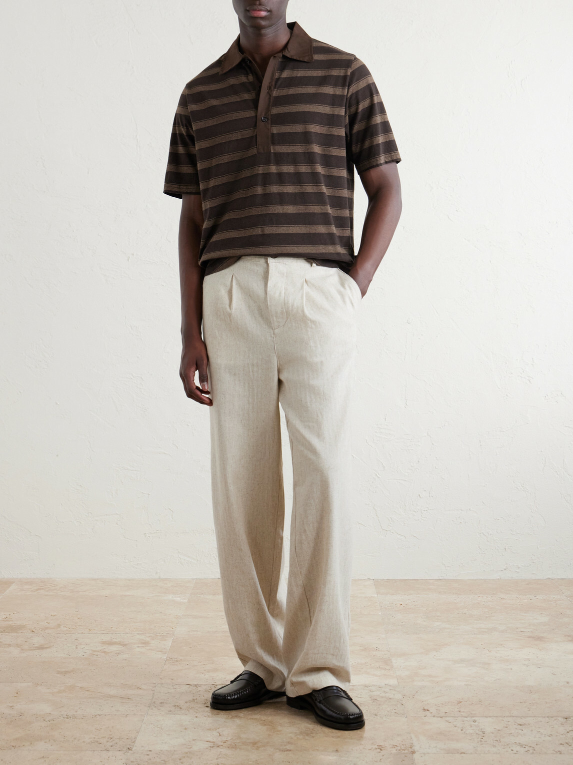 Oliver Spencer - Stanfield Striped Organic Cotton Polo Shirt - Brown