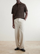 Oliver Spencer - Stanfield Striped Organic Cotton Polo Shirt - Brown