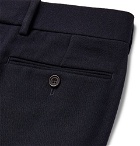 Alexander McQueen - Navy Tapered Shell-Trimmed Virgin Wool Trousers - Navy