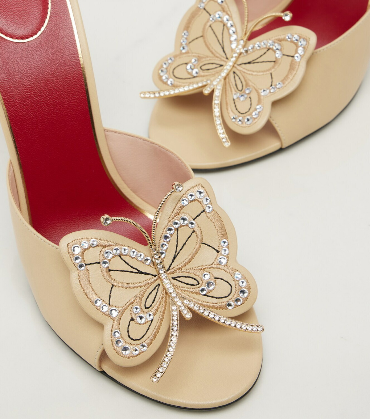 Valentino Garavani Flutterby embellished leather mules