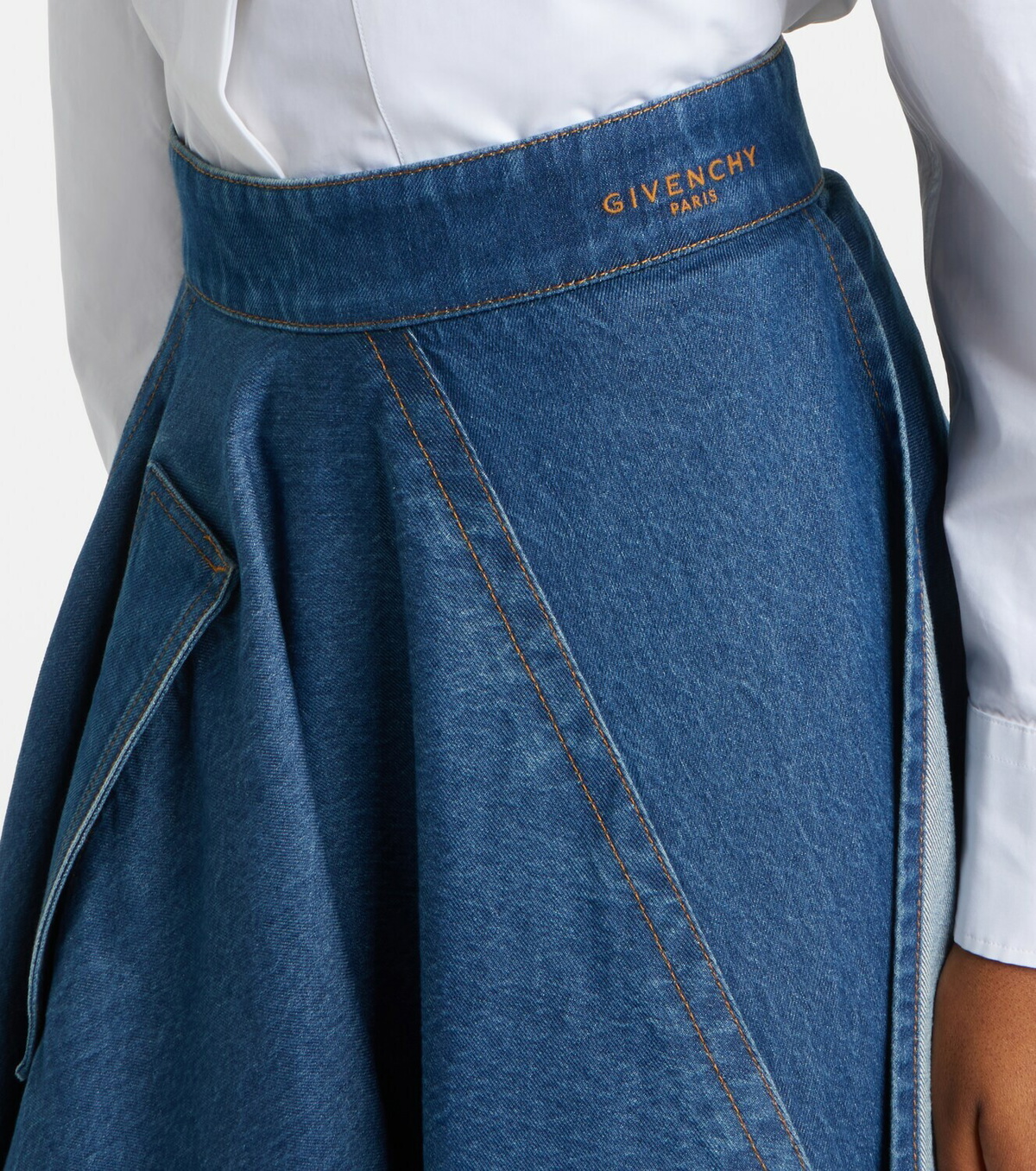 Givenchy Asymmetric denim midi skirt