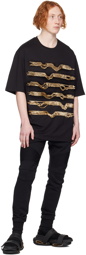 Balmain Black Destroy Stripes T-Shirt