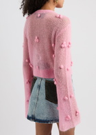 Rotate Sunday Pom-pom Opne-knit Jumper Pink