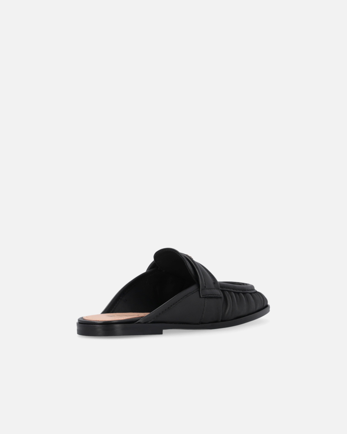 Pinko Flat Nappa Leather Mule Moccasins Limo Black